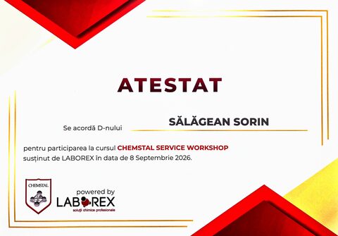 Atestat CHEMSTAL SERVICE WORKSHOP, susținut de LABOREX